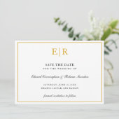 Save The Date Monogramme d'or formel Mariage simple et élégant (Debout devant)