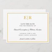 Save The Date Monogramme d'or formel Mariage simple et élégant (Devant / Derrière)