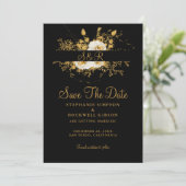 Save The Date Monogramme d'or sur le Mariage de nom de chambre d (Debout devant)