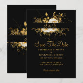 Save The Date Monogramme d'or sur le Mariage de nom de chambre d (Devant / Derrière)