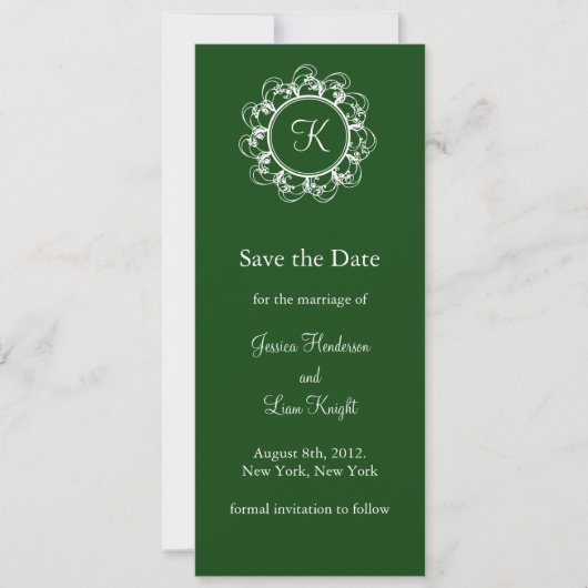 Save The Date Monogramme Enregistrer la date (vert) (Devant)