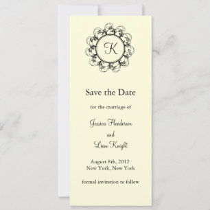 Save The Date Monogramme fantaisie Enregistrer la date (off+whit