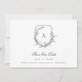 Save The Date monogramme floral classique photo de crête (Devant)