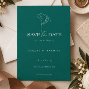 Save The Date Monogramme Floral Élégant Mariage Émeraude