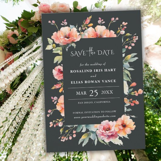 Save The Date Monogramme floral vert rustique Sage Enregistrer l