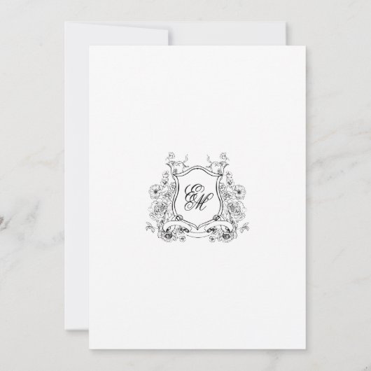 Save The Date Monogramme Formel Floral Crest Mariage Élégant (Dos)