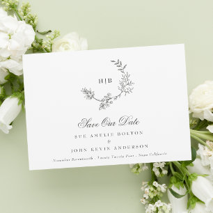 Save The Date Monogramme gris foncé classique Mariage classique