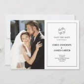 Save The Date Monogramme initial de mariage photo moderne formel (Devant)