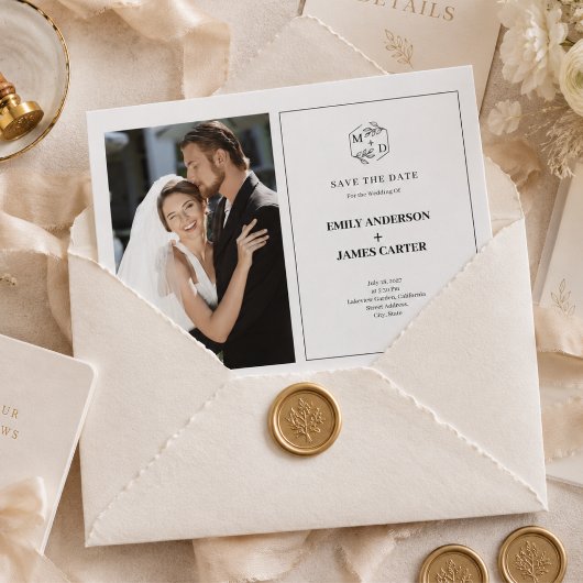 Save The Date Monogramme initial de mariage photo moderne formel