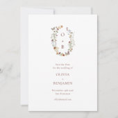 Save The Date Monogramme Initiales Terme Floral Mariage de couro (Devant)