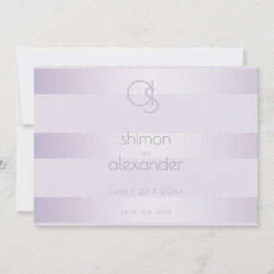 Save the date   Monogramme Lilac Shimmer Stripes