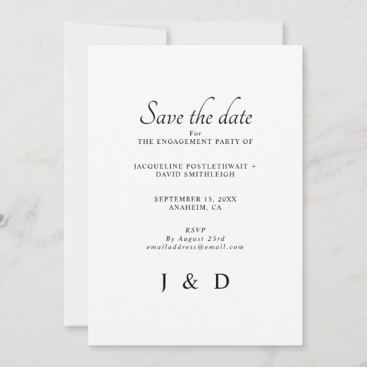 Save The Date Monogramme Mariage Engagement Partie Photo Invitat (Dos)