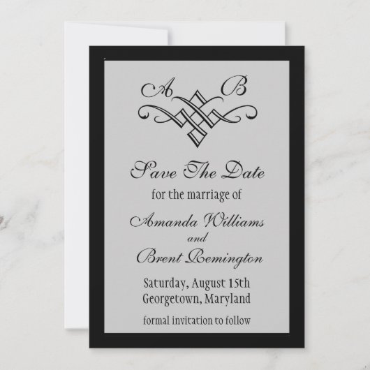 Save The Date Monogramme mariage Enregistrer la date en gris (Devant)