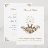 Save The Date Monogramme marial doré du 19e siècle catholique (Devant / Derrière)