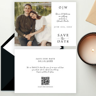 Save The Date Monogramme minimal QR Code Mariage photo