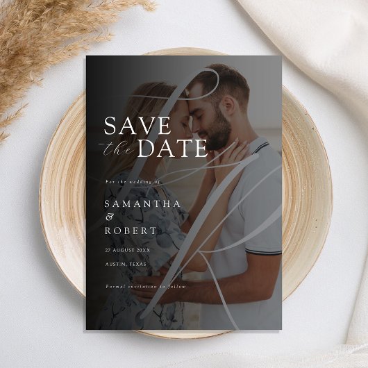 Save The Date Monogramme minimaliste moderne Mariage photo