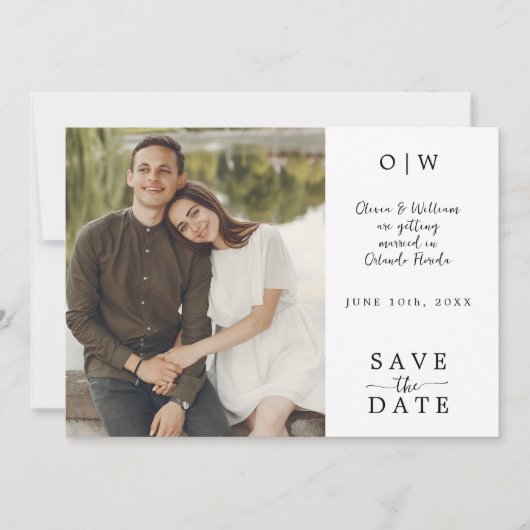 Save The Date Monogramme minimum photo QR Enregistrer la date (Devant)