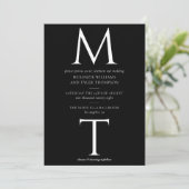 Save The Date Monogramme moderne Gras Initiales Noir Mariage Inv (Debout devant)