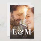 Save The Date Monogramme moderne Gras Initiales Photo Noir Blanc (Devant)