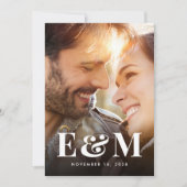 Save The Date Monogramme moderne Gras Initiales Photo Noir Blanc (Devant)