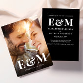 Save The Date Monogramme moderne Gras Initiales Photo Noir Blanc