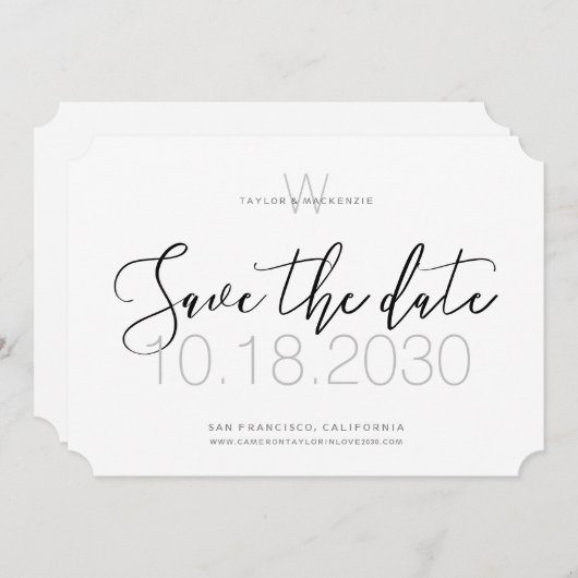 Save The Date Monogramme moderne minimal Enregistrer la date (Devant / Derrière)
