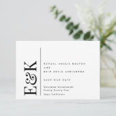 Save The Date Monogramme Moderne Modifiable QR Code Photo Noir B (Debout devant)
