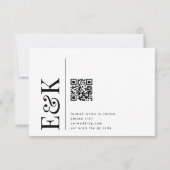 Save The Date Monogramme Moderne Modifiable QR Code Photo Noir B (Dos)