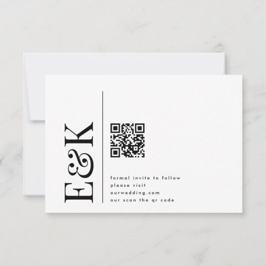 Save The Date Monogramme Moderne Modifiable QR Code Photo Noir B (Dos)