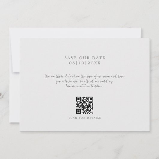 Save The Date Monogramme moderne QR Enregistrer la date (Dos)