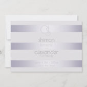 Save The Date Monogramme moderne Silver Lilac Stripes (Devant)