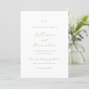 Save The Date Monogramme Neutre Classique Élégant Mariage