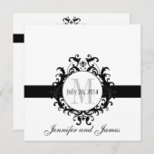 Save The Date Monogramme noir et blanc Enregistrer le Mariage de (Devant / Derrière)