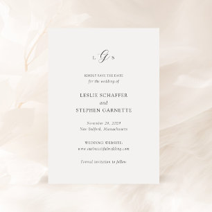 Save The Date Monogramme noir et blanc intemporel Mariage élégan