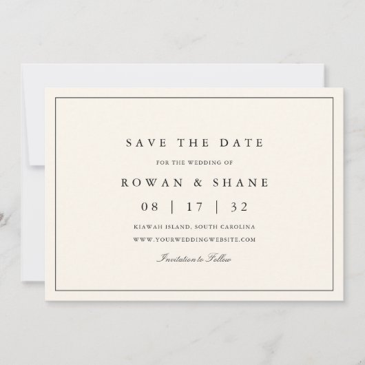 Save The Date Monogramme noir et écrin classique photo horizonta (Devant)