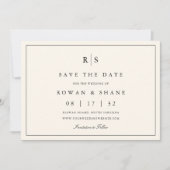 Save The Date Monogramme noir et écrin classique photo horizonta (Devant)