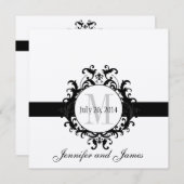 Save The Date Monogramme noir or Enregistrer le Mariage date (Devant / Derrière)