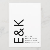 Save The Date Monogramme non photo noir et blanc ultra moderne (Devant)