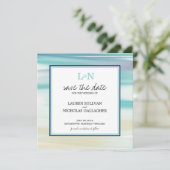 Save The Date Monogramme Ocean Aquarelle Enregistrer la date (Debout devant)