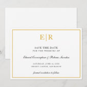 Save The Date Monogramme Or Formal Simple Élégant Mariage (Devant / Derrière)