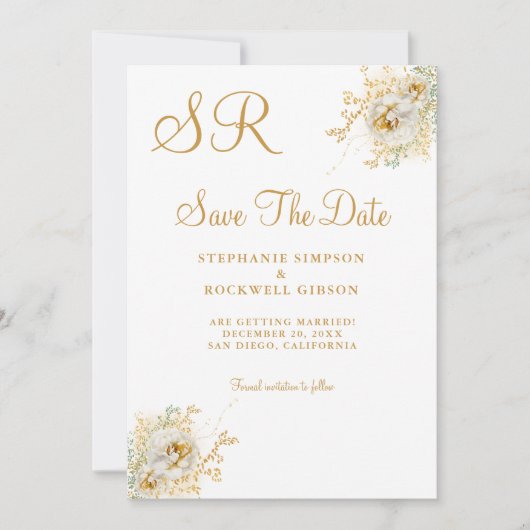 Save The Date Monogramme Or Nom Mariage Initial Enregistrer La D (Devant)
