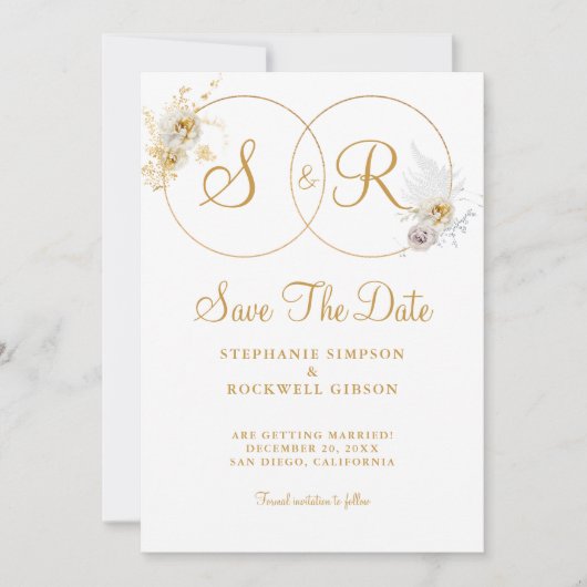 Save The Date Monogramme Or Nom Mariage Initial Enregistrer La D (Devant)