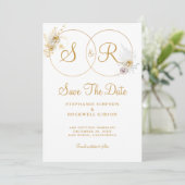 Save The Date Monogramme Or Nom Mariage Initial Enregistrer La D (Debout devant)