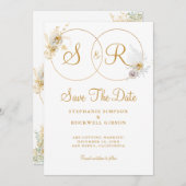 Save The Date Monogramme Or Nom Mariage Initial Enregistrer La D (Devant / Derrière)