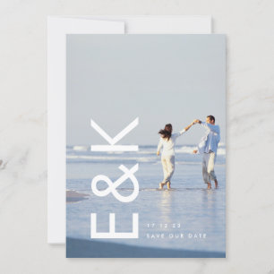 Save The Date Monogramme photo blanc ultra moderne