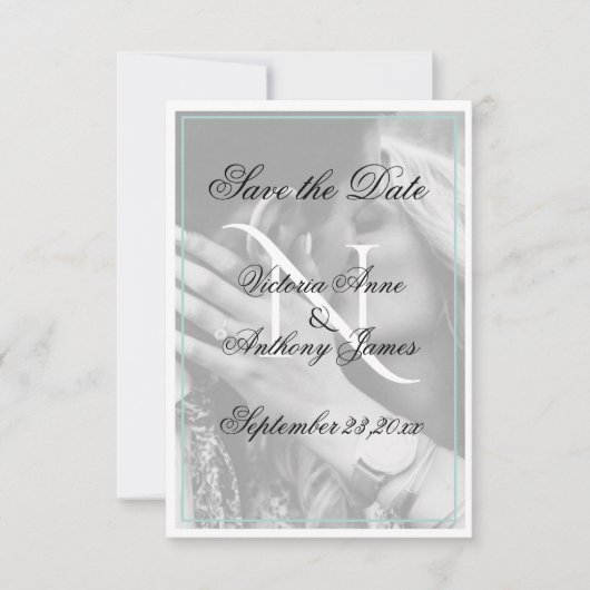 Save The Date Monogramme Photo Script Mariage Enregistrer La Dat (Devant)