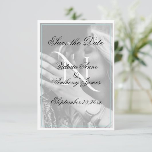 Save The Date Monogramme Photo Script Mariage Enregistrer La Dat (Debout devant)