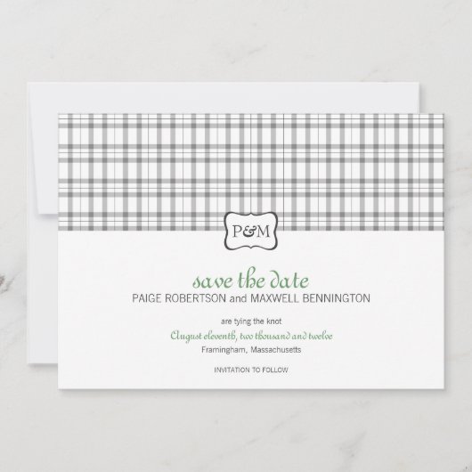 Save The Date Monogramme plaqué Enregistrer la date (Devant)