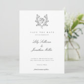 Save The Date Monogramme Romantique Floral Wreath Enregistrer La (Debout devant)