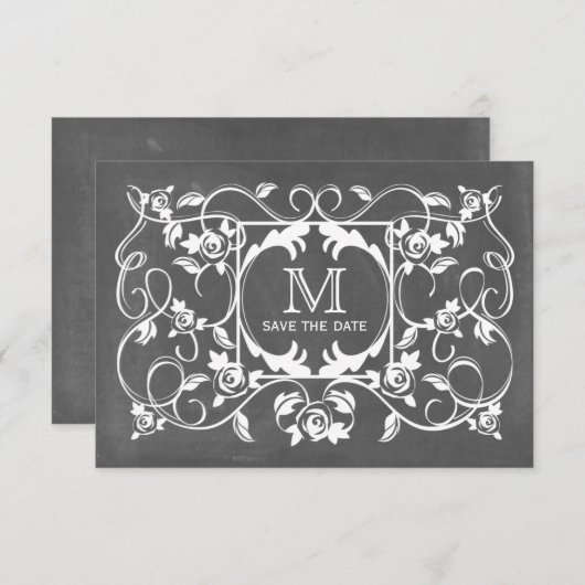 Save The Date Monogramme Rose Inspiré Chalkboard Enregistrer La